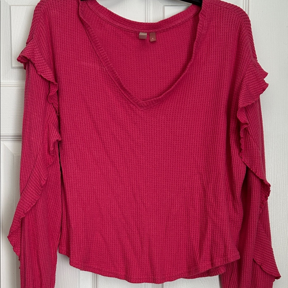 Pilcro Fuchsia Waffle shirt